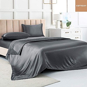 Set lenjerie de pat SATIN DE LUX  Charcoal Euro