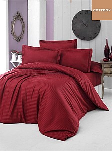 Set lenjerie de pat SATIN DE LUX  Bordo Euro