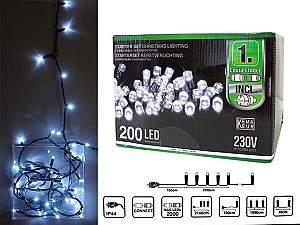 Рождественские огни Christmas Огни новогодние нить 200LED белый цв in/out