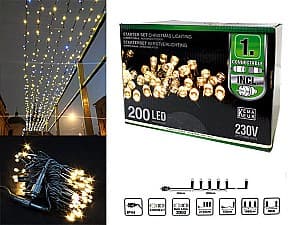 Luminite de Craciun Christmas 200LED alb-clad conectabile