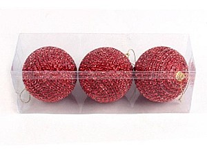 Jucarii de brad Christmas Globuri din margele 3bucX80mm rosii