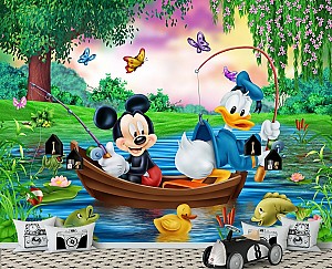 Fototapet 3d Art.Desig Mickey si Donald la pescuit