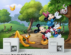 Fototapet 3d Art.Desig Mickey și prietenii salvează pisoiul