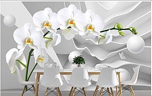 3D Фотообои Art.Desig Орхидея на абстрактном фоне и шары
