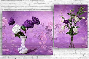 Tablou multicanvas Art.Desig EUSTOMA PE FOND DE LILIAC