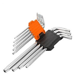 Set de chei Wokin 9 chei hexagonale torx cu brat lung Cr-V T10-T 50