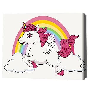 Tablou pe numere BrushMe Unicorn în culori de curcubeu 30×40 сm (fără cutie)