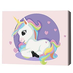 Tablou pe numere BrushMe Unicorn printre inimioare 30×40 сm (fără cutie)