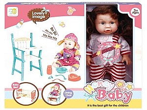 Papusa Honey Baby cu scaun si pat (epure)