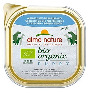 Hrana umeda pentru caini Almo Nature BIO ORGANIC Alu Puppy Chicken and Milk 300g