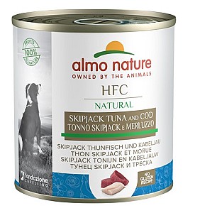 Hrana umeda pentru caini Almo Nature HFC Can Natural Skip Jack Tuna and Cod 290g