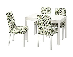 Set de masa si scaune IKEA Ekedalen/Bergmund White/Fågelfors multicolored 120/180 cm