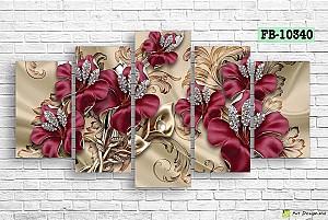 Модульная картина Art.Desig Red flowers with diamonds FB-10340