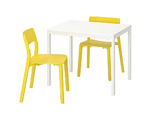 Set de masa si scaune IKEA Vangsta / Janinge white-yellow (2 scaune)