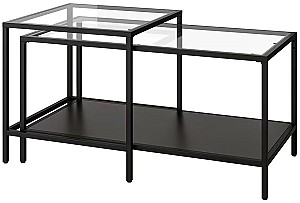 Masuta de cafea, reviste IKEA Vittsjo 90x50 Negru-maro/Sticla