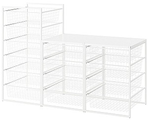 Стеллаж IKEA Jonaxel каркас/проволочные корзины/верхние полки 148x51x104 Белый