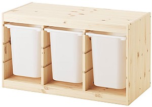 Etajera IKEA Trofast 1 nivel/3 cosuri 94x44x52 Pin Vopsit Alb/Alb