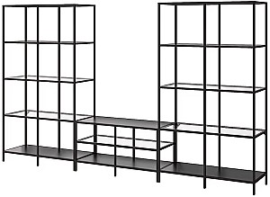 Стеллаж IKEA Vittsjo Стекло 300x36x175 Черно-коричневый