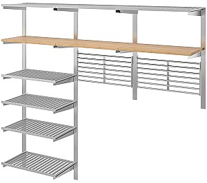 Стеллаж IKEA Kungsfors с полками/решетками Нержавеющая сталь/Бамбук