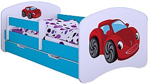 Pat copii Happy Baby Happy Fairy Car L02 cu sertar (White/Blue)