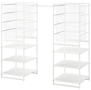 Etajera IKEA Jonaxel cadru/cosuri de plasa/bara umerase 142-178x51x139 Alb