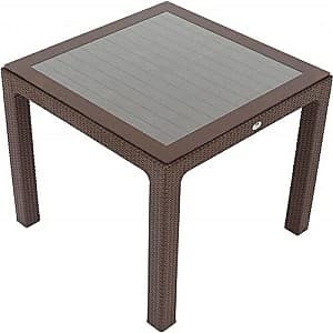 Masa pentru terasa Sonmez Elit Rattan (cu sticla) 90x90 Maro