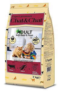 Hrana uscata pentru pisici Chat&Chat Adult Beef&Peas 2kg