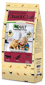 Сухой корм для кошек Chat&Chat Adult Beef&Peas 14kg