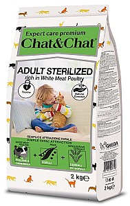 Hrana uscata pentru pisici Chat&Chat Adult Sterilized White Meat Poulty 2kg