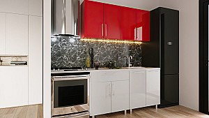 Кухонный гарнитур PS Мини (High Gloss) 1.6 м Red/White