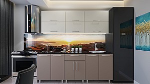 Кухонный гарнитур PS Modern (High Gloss) 2m Bianco Matt/Cappuccino
