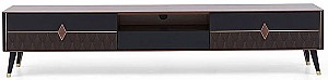 Tumba pentru televizor Dogtas DIAMOND 240cm Nuc (Maro)/Grafit (Gri)/Negru