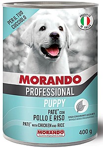 Hrana umeda pentru caini Morando PUPPY PATE WITH CHICKEN AND RICE 400g