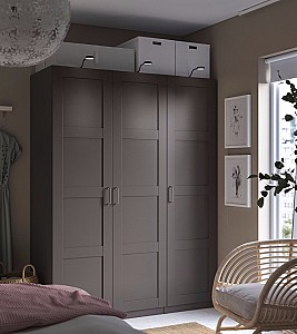 Шкаф IKEA Pax/Bergsbo полки/штанга/корзины 150х60х201 Темно-Серый