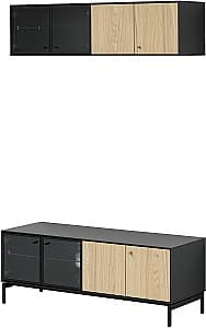 Living IKEA Boastad furnir 121x42 Negru/Stejar