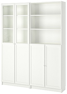 Шкаф витрина IKEA Billy/Oxberg панель/стеклянная дверце 160x30x202 Белый