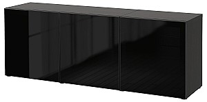 Шкаф витрина IKEA Besta black-brown / Glassvik black glass / smoky