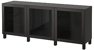 Шкаф витрина IKEA Besta Sindvik black-brown glass 180x42x74 см