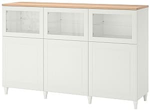 Шкаф витрина IKEA Besta с дверцами 180x42x114 Белый/Смевикен/Каббарп Стекло Белый