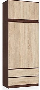 Шкаф Akord S90 2D2SZ+Антресоль Венге (Коричневый)/Дуб Сонома (Бежевый)