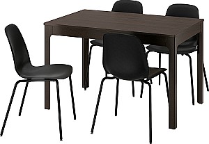 Набор стол и стулья IKEA Ekedalen/Lidas 120/180x80 (1+4) Темно Коричневый/Черный