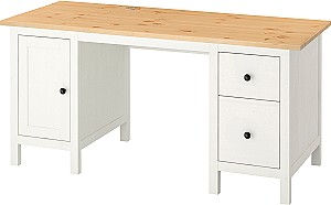 Masa pentru calculator IKEA Hemnes 155x65 Vopsit Alb/Maro Deschis