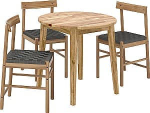 Set de masa si scaune IKEA Nackanas 80x75 (1+3) Acacia (Bej)