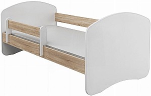 Детская кровать Acma Meble Acma II 80x160 барьер/матрас 7см Белый/Дуб Сонома (Бежевый)