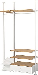 Etajera IKEA Elvarli 135x51x222/350 Alb/Bambus