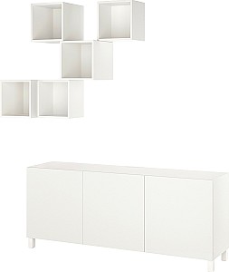 Living IKEA Besta/Eket/Lappviken/Stubbarp 180x42x220 Alb