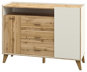 Comoda Neman Scandi MN-036-02 Alb/Stejar Wotan(Maro)