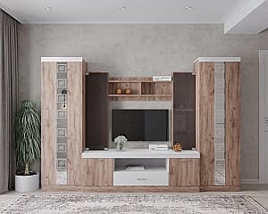 Living ML Mobila ML-6 (var.1 cu desen) Stejar Auriu/Alb