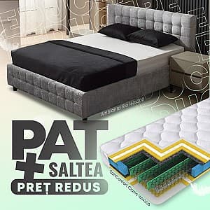 Кровать Ambianta Rio 1.6 м Графит, мягкая + Матрас Salt Confort Clasic 160x200, двуспальная