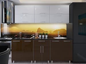 Кухонный гарнитур PS Modern (High Gloss) 1.8m White/Brown